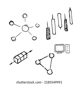 Vector Blockchain Trading illustration Set.