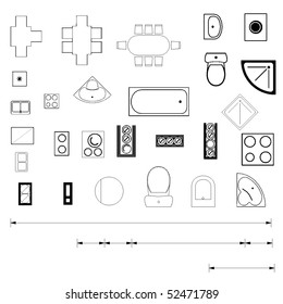 vector blocks of furniture. all for interior design