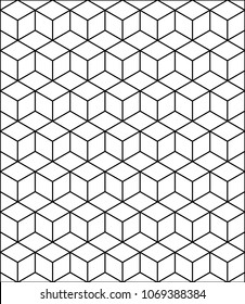 Vector blocks pattern with editable block stroke and fill. Geometrically symmetrical illustration.