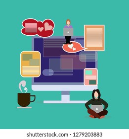 Vector blogging concept illustration