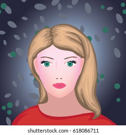 Vector blondie young woman face