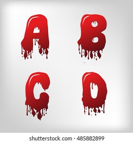 Vector blood alphabet is isolated on a white background