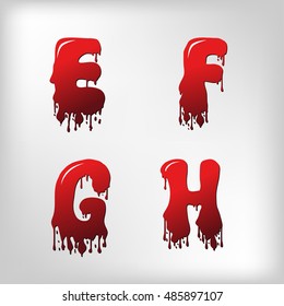 Vector blood alphabet is isolated on a white background,