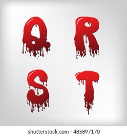 Vector blood alphabet is isolated on a white background