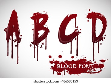 Vector Blood Alphabet Is Isolated On A White Background,red Splash Blood Letter Set