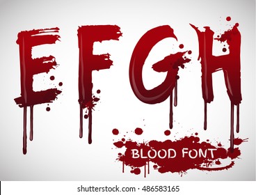 Vector blood alphabet is isolated on a white background,red splash blood letter set