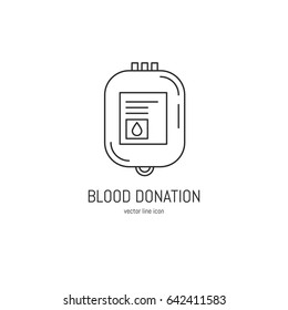 Vector Blood donation icon in trendy linear style isolated on white background