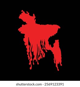 Vector Blood Drop Bangladesh Map Illustration. Bangladesh map design for movement poster design, illustration, bag design. Bloody war of 1971 of Bangladesh.
