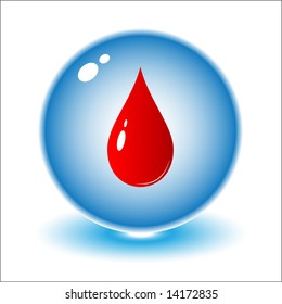 Icono de gota de sangre del vector. Rojo y blanco. Simplemente cambia.