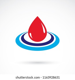 Vector blood drop illustration isolated on white. Medical theme vector graphic symbol for use in medical treatment.
