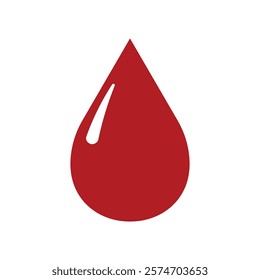 Vector Blood Drop Silhouette Flat Icon Design on White Background.