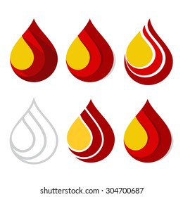 Vector blood drops logo set.  