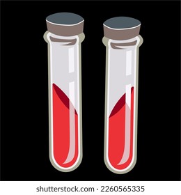 Vector de sangre en tubo de ensayo de vidrio de laboratorio para educación médica