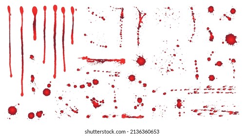 Plantas vectoriales de sangre. Colección de salpicaduras de pintura roja.