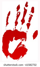 A Vector Bloody Hand Print On White.