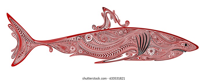 Vector bloody shark of a variety of patterns