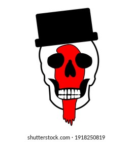vector of bloody skull wearing hat