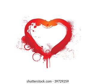 vector bloody splatter with grunge halftone heart