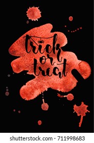 Vector bloody spot with a sign "trick or treat"