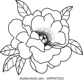 vector blooming flower black white art illustration 