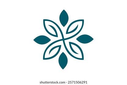 Vector blooming flower logo with minimalist Connection Flower Star Knot Logo