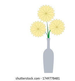 Vector Blooming Flowering In Vase On White