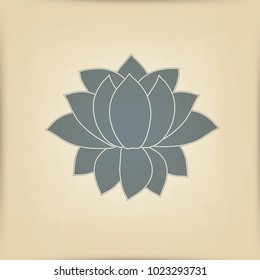 vector blossoming Lotus flower is symmetrical symbol on a background of old parchment