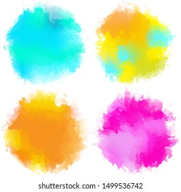 Vector blot with collection set of colorful abstract watercolor background, speech bubble drawing paint isolated on white paper.