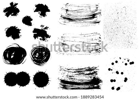 Vector blot, stains and grunge textures on white bacground, isolated