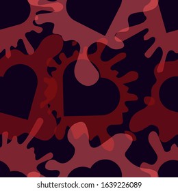Vector blots. Hearts seamless vector pattern. Valentine's Day
