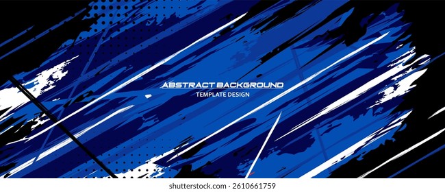 Vector Blue Abstract Background with Sportly Style and Grunge Effect. Brush Stroke Illustration Vector, Poster. Scratch Texture Elements For Design Template