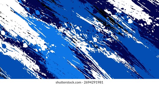 Vetor azul fundo abstrato com estilo esportivo e efeito Grunge. Vetor de Ilustração de Traçado de Pincel, Pôster. Elementos de Textura Rascunho para Modelo de Design. eps 10