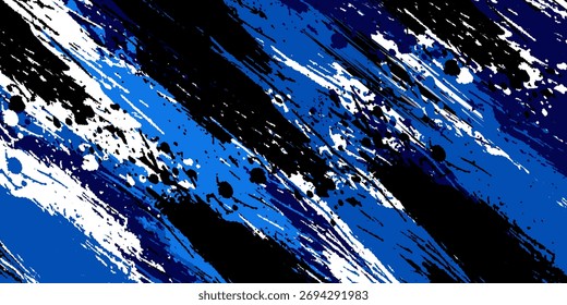 Vetor azul fundo abstrato com estilo esportivo e efeito Grunge. Vetor de Ilustração de Traçado de Pincel, Pôster. Elementos de Textura Rascunho para Modelo de Design. eps 10