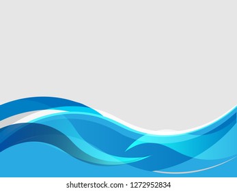 Vector blue abstract background. Wavy waves banner color line for web banner. 