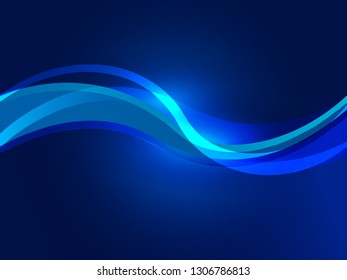 Vector blue abstract background. Wavy waves banner color line for web banner. 