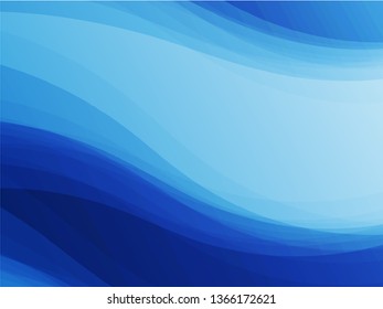 Vector blue abstract background. Wavy waves banner color line for web banner. 
