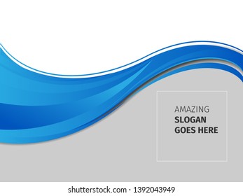 Vector blue abstract background. Wavy waves banner color line for web banner. 