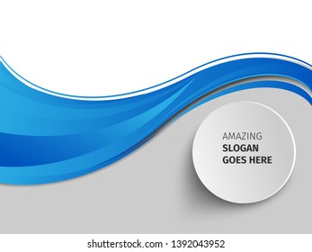 Vector blue abstract background. Wavy waves banner color line for web banner. 