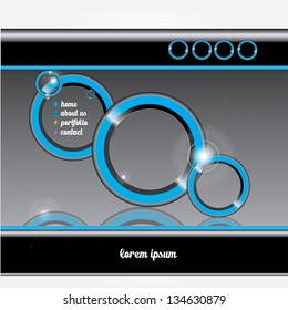 Vector blue abstract circle website template, vector abstract circle background for cover or banner design.