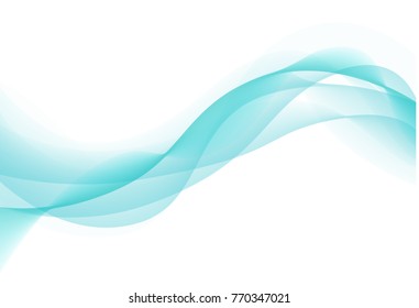 Vector blue abstract decorative wave isolated on white background