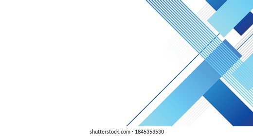 Vector blue abstract geometric background with gradient rectangle and line stripes on white background. Modern corporate concept design for presentation background, banner, poster, cover, and more