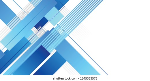 Vector blue abstract geometric background with gradient rectangle and line stripes on white background. Modern corporate concept design for presentation background, banner, poster, cover, and more