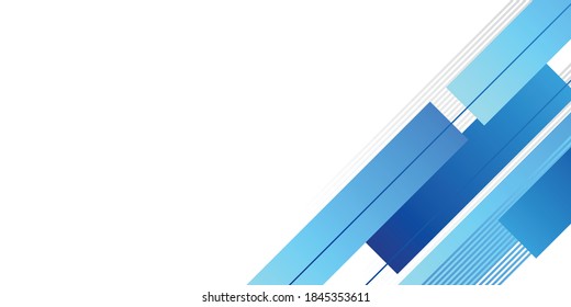 Vector blue abstract geometric background with gradient rectangle and line stripes on white background. Modern corporate concept design for presentation background, banner, poster, cover, and more