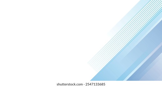 Fundo geométrico abstrato azul vetorial com retângulo de gradiente e listras de linha em fundo branco. Design de conceito corporativo moderno para fundo de apresentação, banner, cartaz, enseada