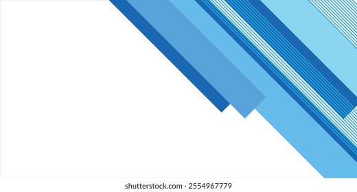 Vector blue abstract geometric background with gradient rectangle and line stripes on white background. Modern corporate concept design for