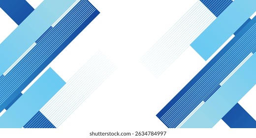 Vector blue abstract geometric background with gradient rectangle and line stripes on white background. Modern corporate concept design for presentation background, banner, poster, cover, and more