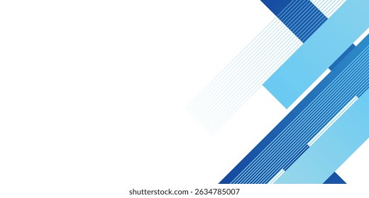 Vector blue abstract geometric background with gradient rectangle and line stripes on white background. Modern corporate concept design for presentation background, banner, poster, cover, and more