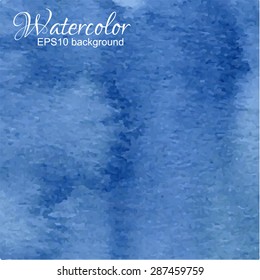 Vector blue abstract hand drawn watercolor background. Vector illustration EPS10.