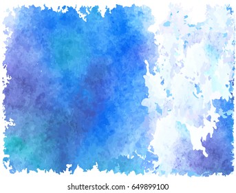 Vector blue abstract hand drawn watercolor background for your design