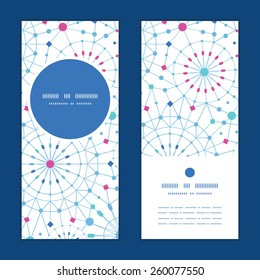 Vector blue abstract line art circles vertical round frame pattern invitation greeting cards set